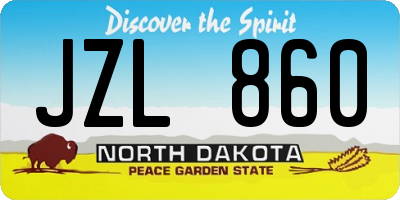 ND license plate JZL860