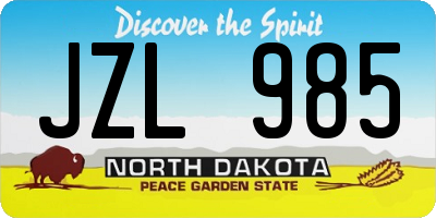 ND license plate JZL985