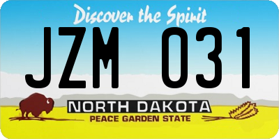 ND license plate JZM031