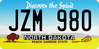 ND license plate JZM980