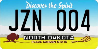 ND license plate JZN004