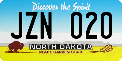 ND license plate JZN020