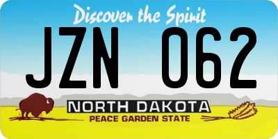 ND license plate JZN062