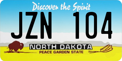ND license plate JZN104