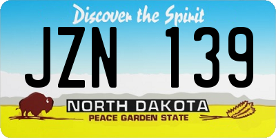 ND license plate JZN139