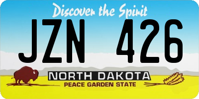 ND license plate JZN426