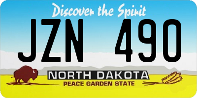 ND license plate JZN490