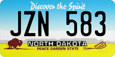 ND license plate JZN583