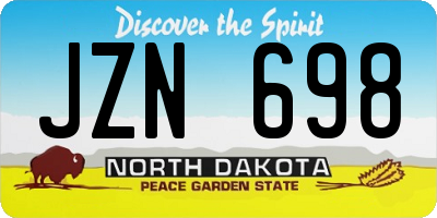 ND license plate JZN698