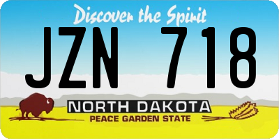 ND license plate JZN718