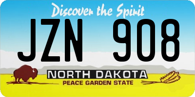 ND license plate JZN908