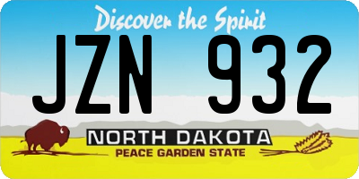 ND license plate JZN932