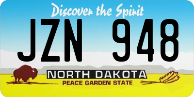 ND license plate JZN948