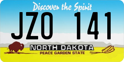 ND license plate JZO141