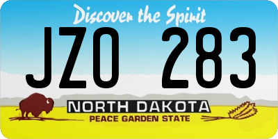 ND license plate JZO283