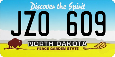 ND license plate JZO609