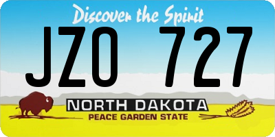 ND license plate JZO727