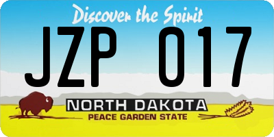 ND license plate JZP017
