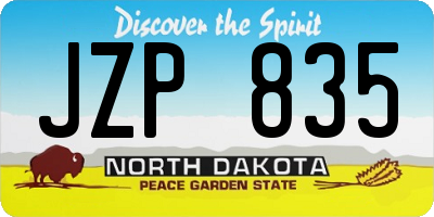 ND license plate JZP835
