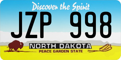 ND license plate JZP998