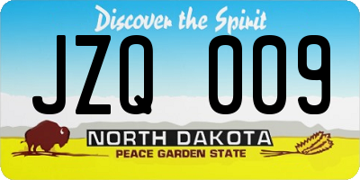 ND license plate JZQ009