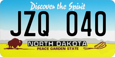 ND license plate JZQ040