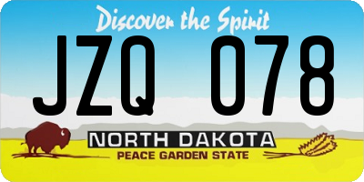ND license plate JZQ078