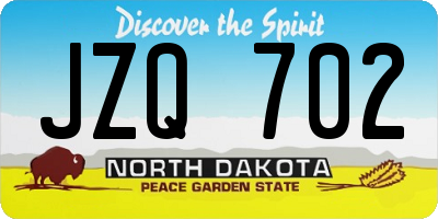 ND license plate JZQ702