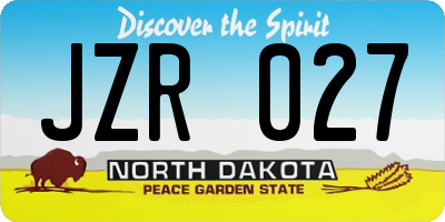 ND license plate JZR027