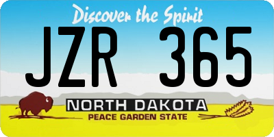 ND license plate JZR365