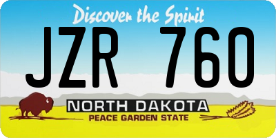 ND license plate JZR760