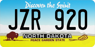 ND license plate JZR920