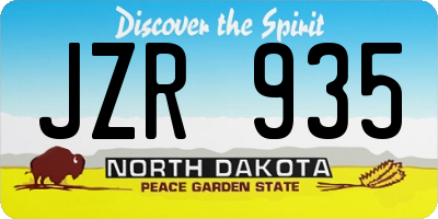 ND license plate JZR935