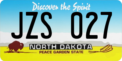 ND license plate JZS027