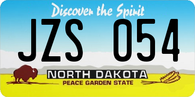 ND license plate JZS054