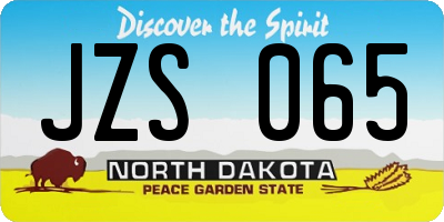 ND license plate JZS065