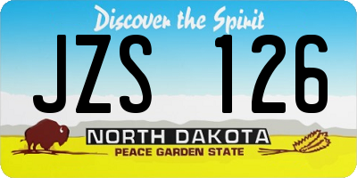 ND license plate JZS126