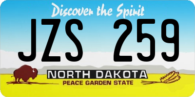 ND license plate JZS259
