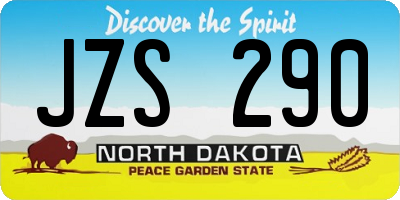 ND license plate JZS290