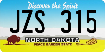 ND license plate JZS315