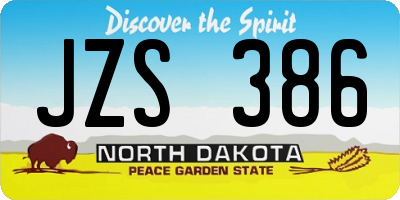 ND license plate JZS386