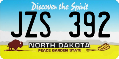 ND license plate JZS392