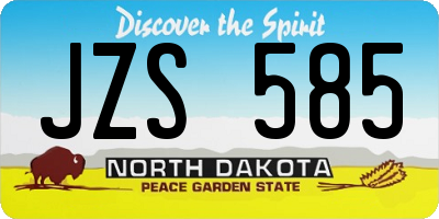 ND license plate JZS585