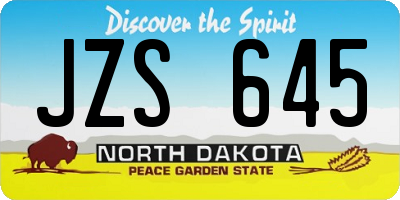 ND license plate JZS645