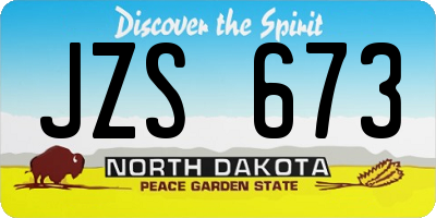 ND license plate JZS673