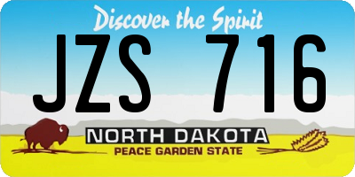 ND license plate JZS716