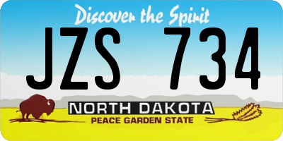 ND license plate JZS734