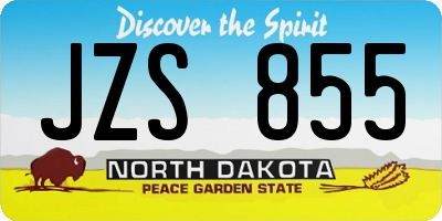 ND license plate JZS855