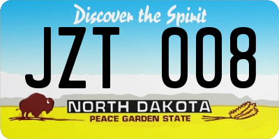 ND license plate JZT008