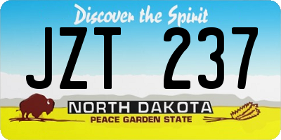 ND license plate JZT237